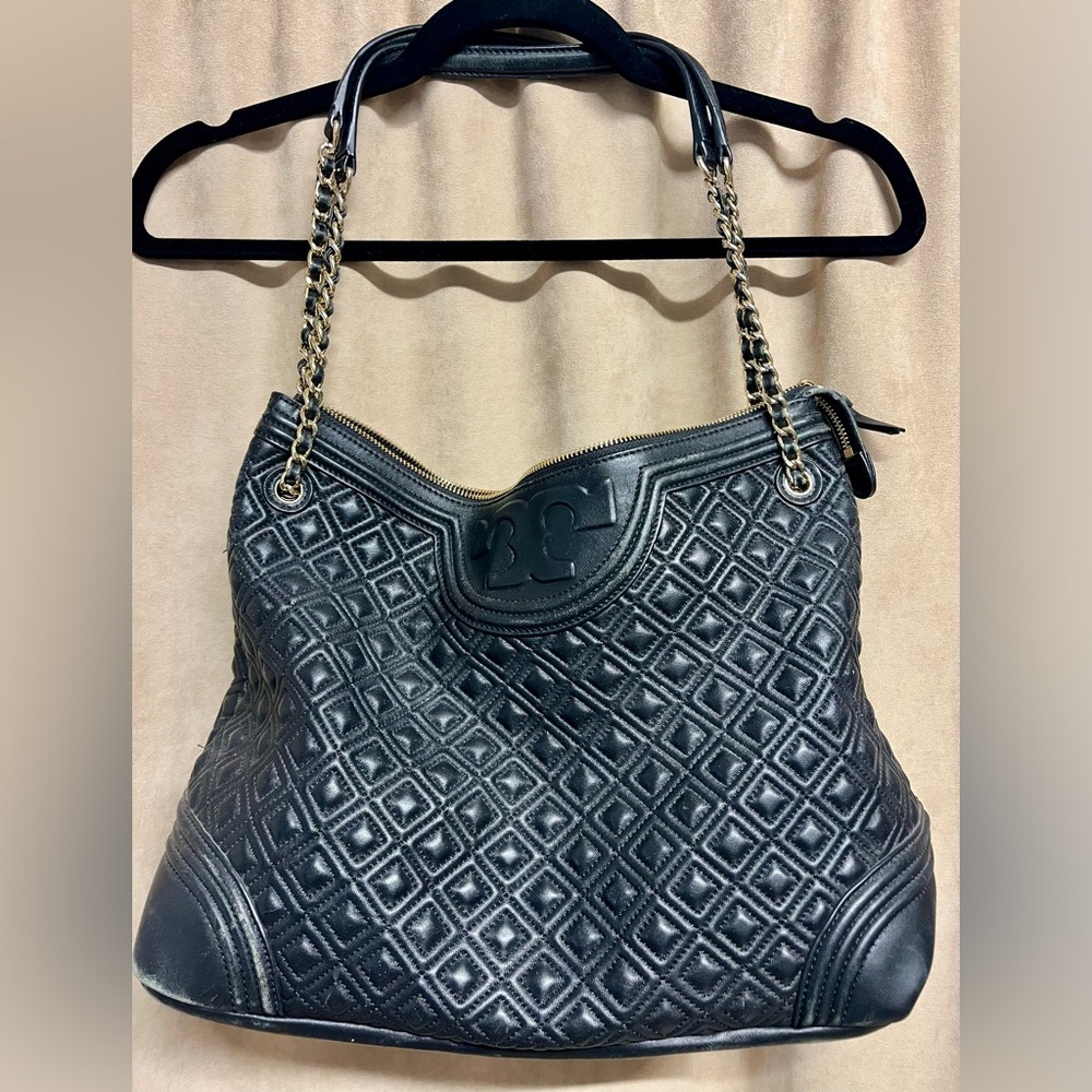 Tory Burch Black Quilted Fleming Soft Hobo/Shoulder Bag